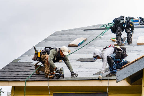 Professional Gutter Installation technician working in Ecru, MS